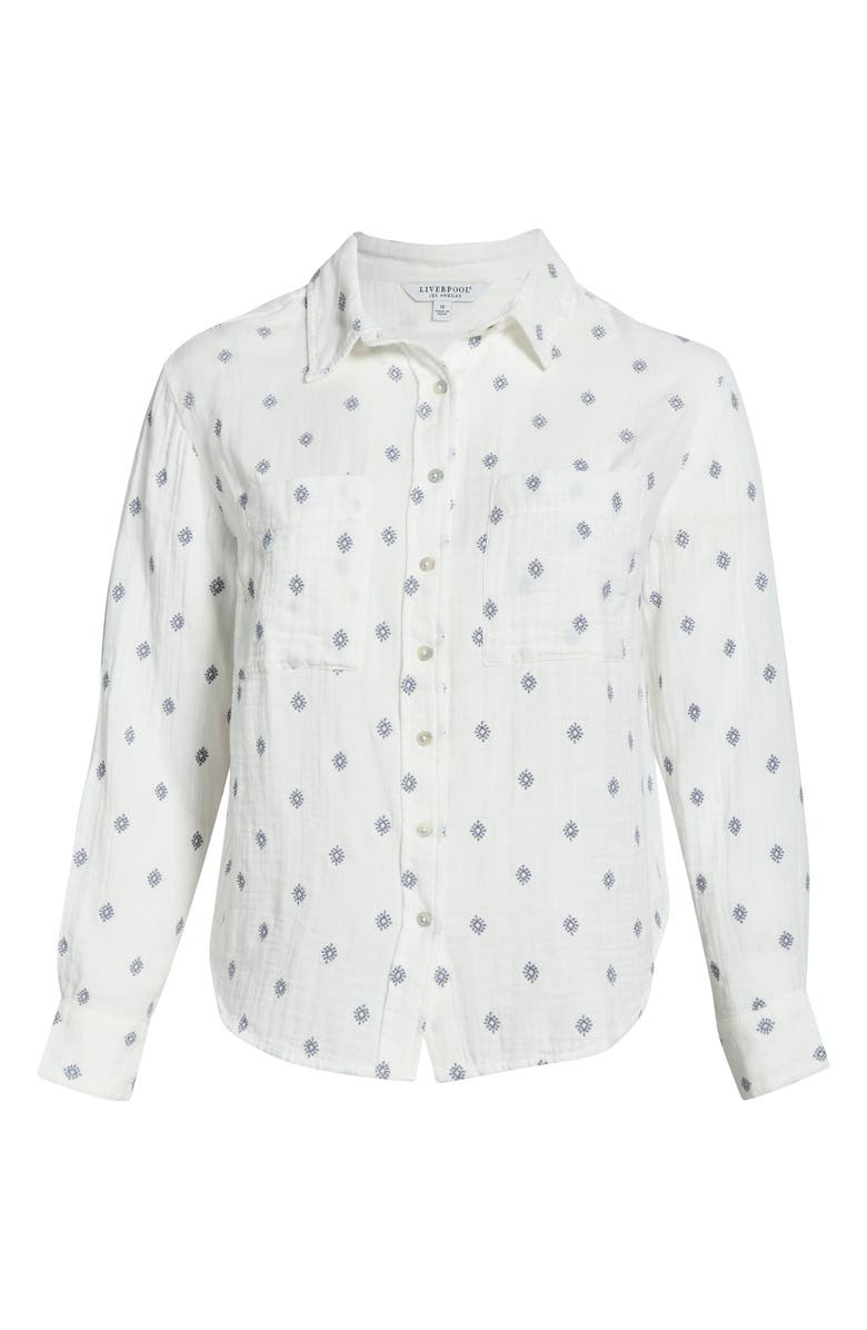 Liverpool Los Angeles Embroidered Cotton Button-Up Shirt, Main, color,