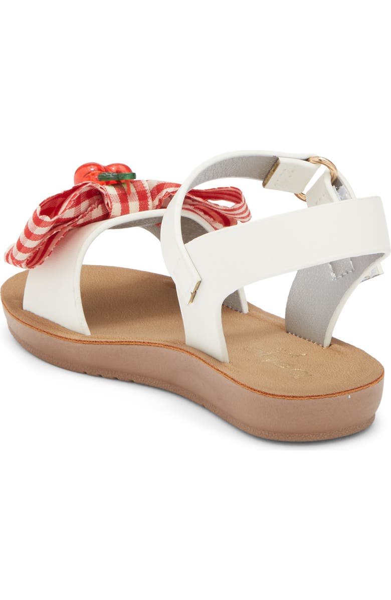 bebe Kids' Cherry Gingham Bow Sandal, Alternate, color, White