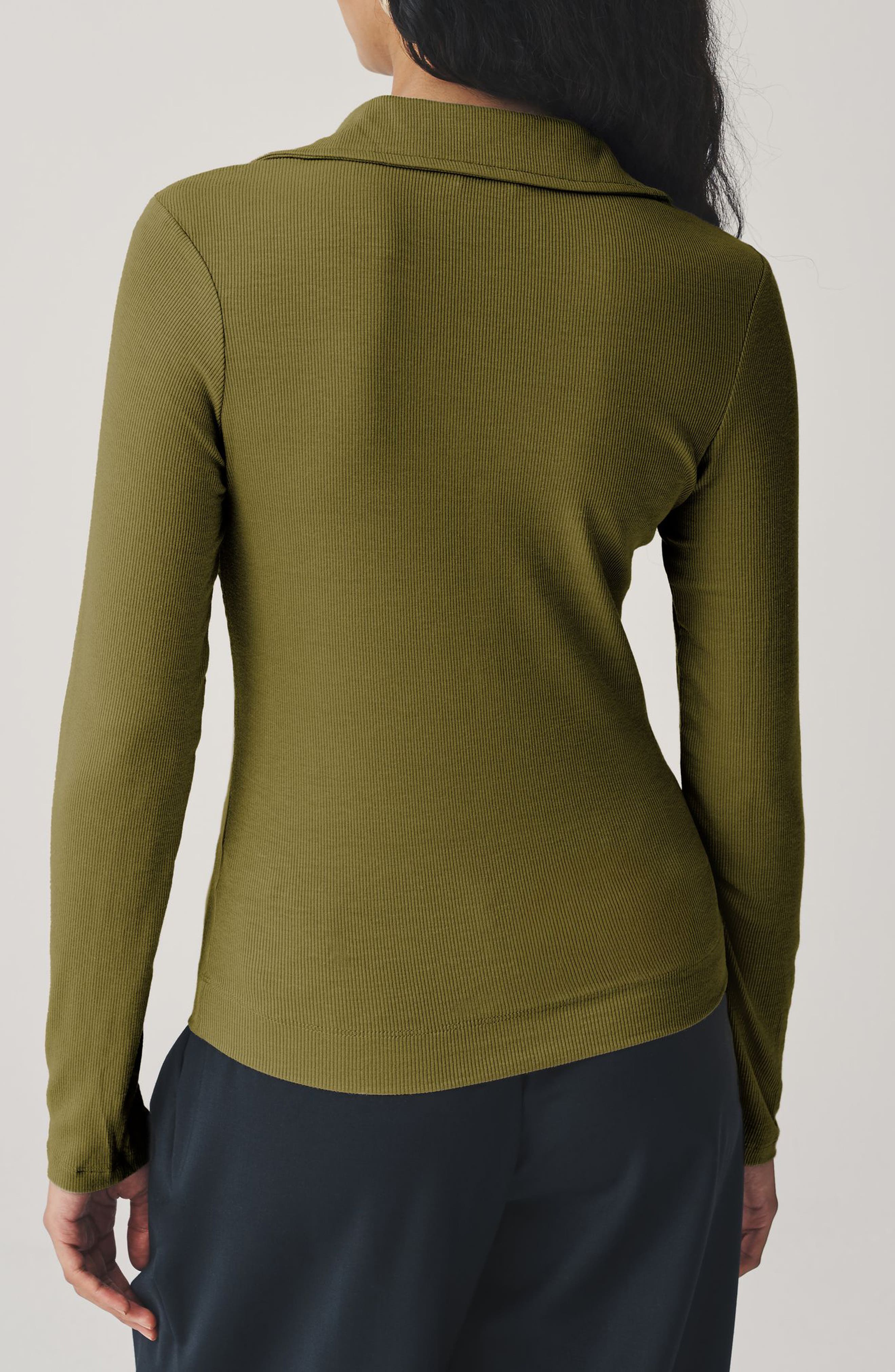Collar Rib Long Sleeve Top - image 2