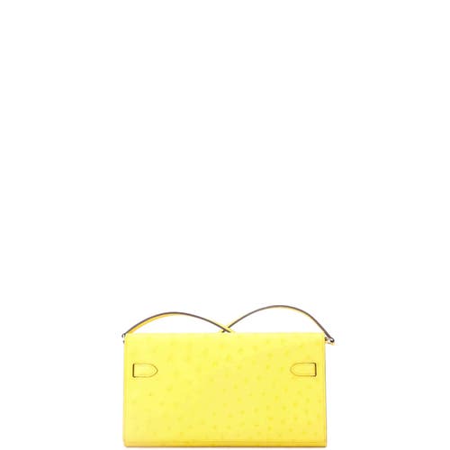 Pre-owned Hermes Hermes Kelly To Go Wallet Ostrich In Yellow
