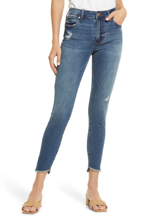 Ellie High Waist Fray Hem Ankle Skinny Jeans (Sepulveda)