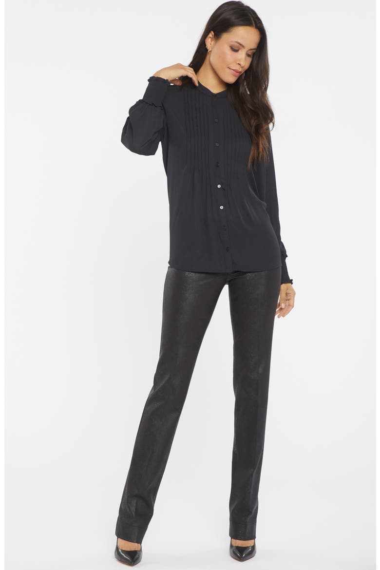 Pleated Peasant Blouse, Alternate, color, BLACK