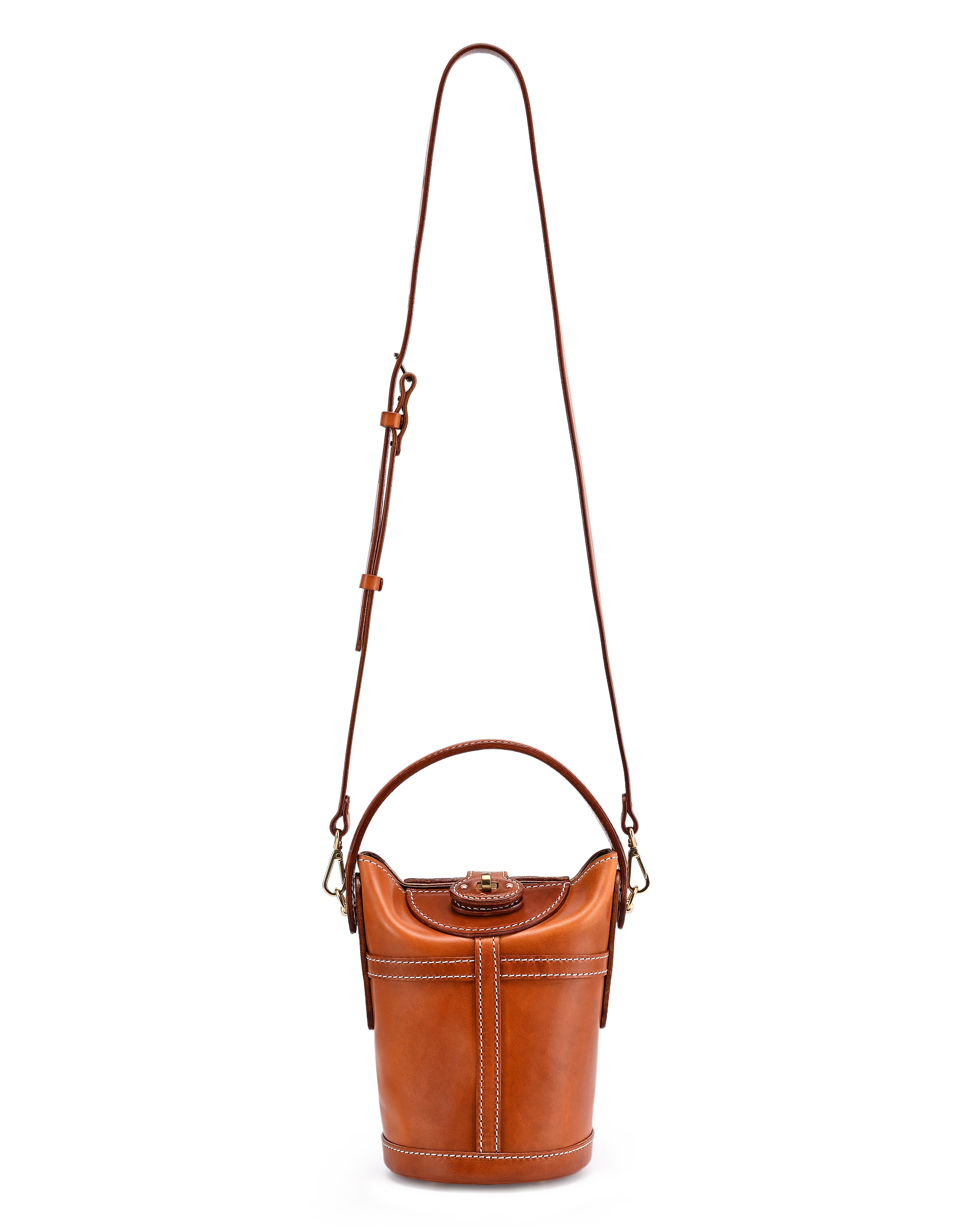 Begonia Genuine Leather Vintage Bucket Crossbody, Alternate, color, Caramel