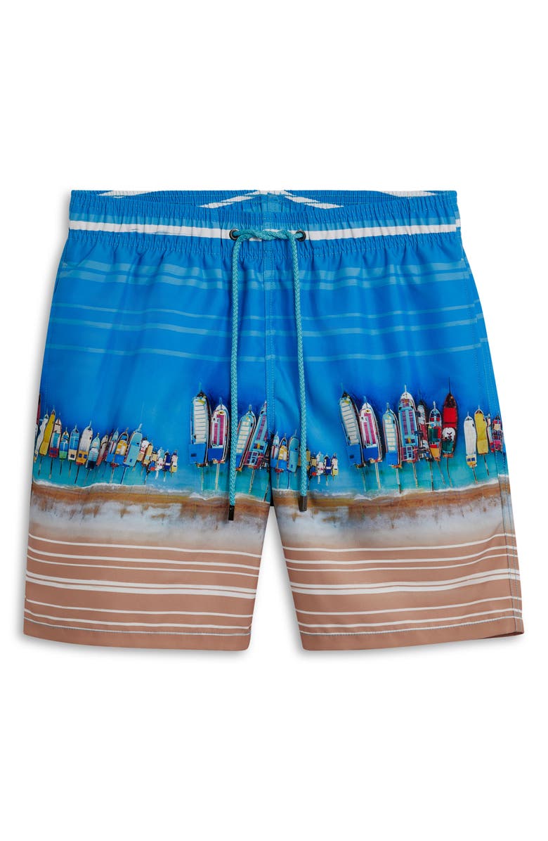 Bugatchi Ship Ashore Print Swim Trunks, Alternate, color, 