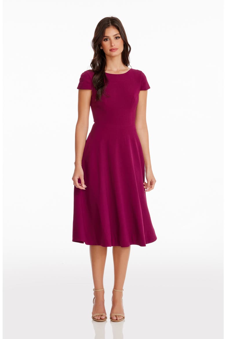 Livia Fit & Flare Dress, Alternate, color, DARK MAGENTA