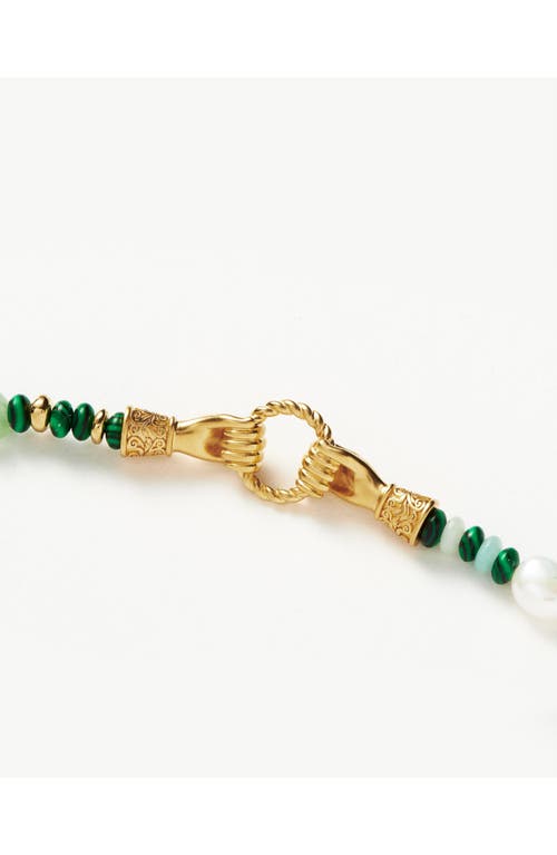 Missoma Harris Reed In Good Hands Beaded Gemstone Bracelet 18ct Gold Plated/multi Green Gemstone & Pearl Gol In Gold