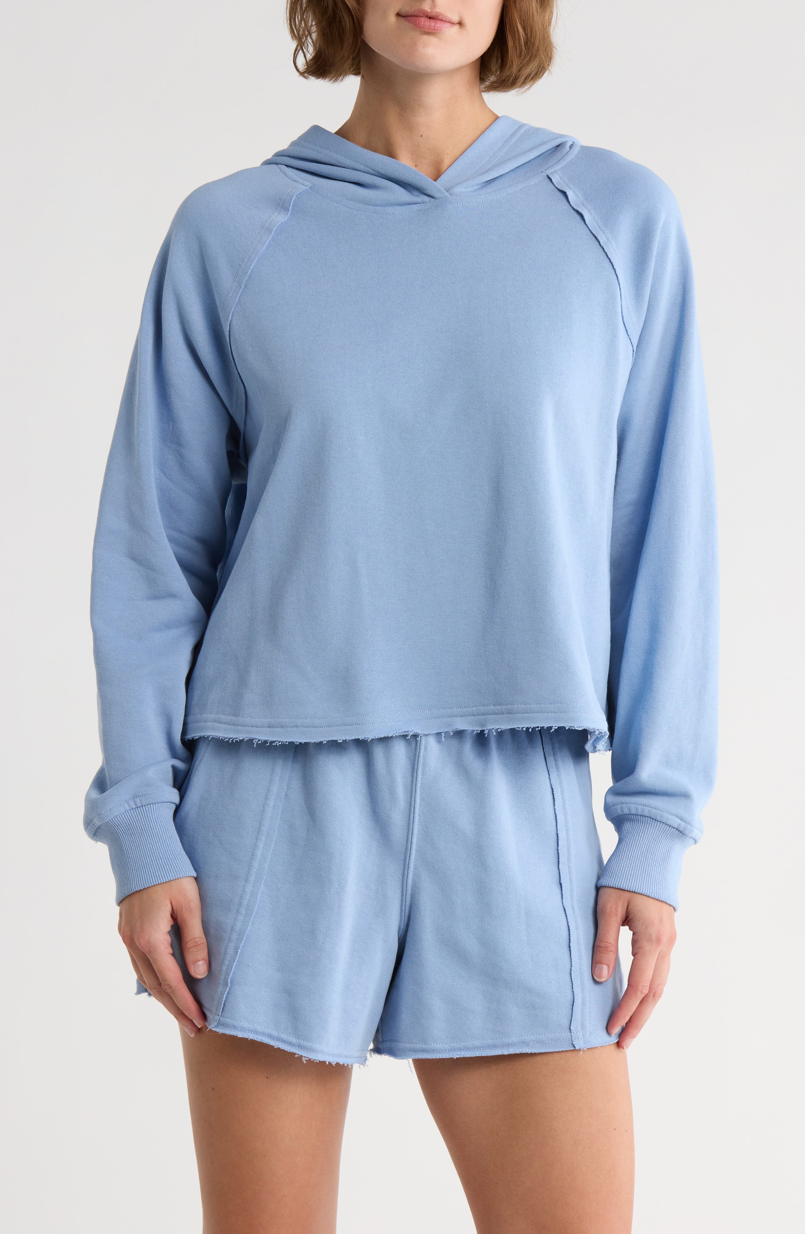 YOGALICIOUS Rise Up French Terry Raw Hem Hoodie