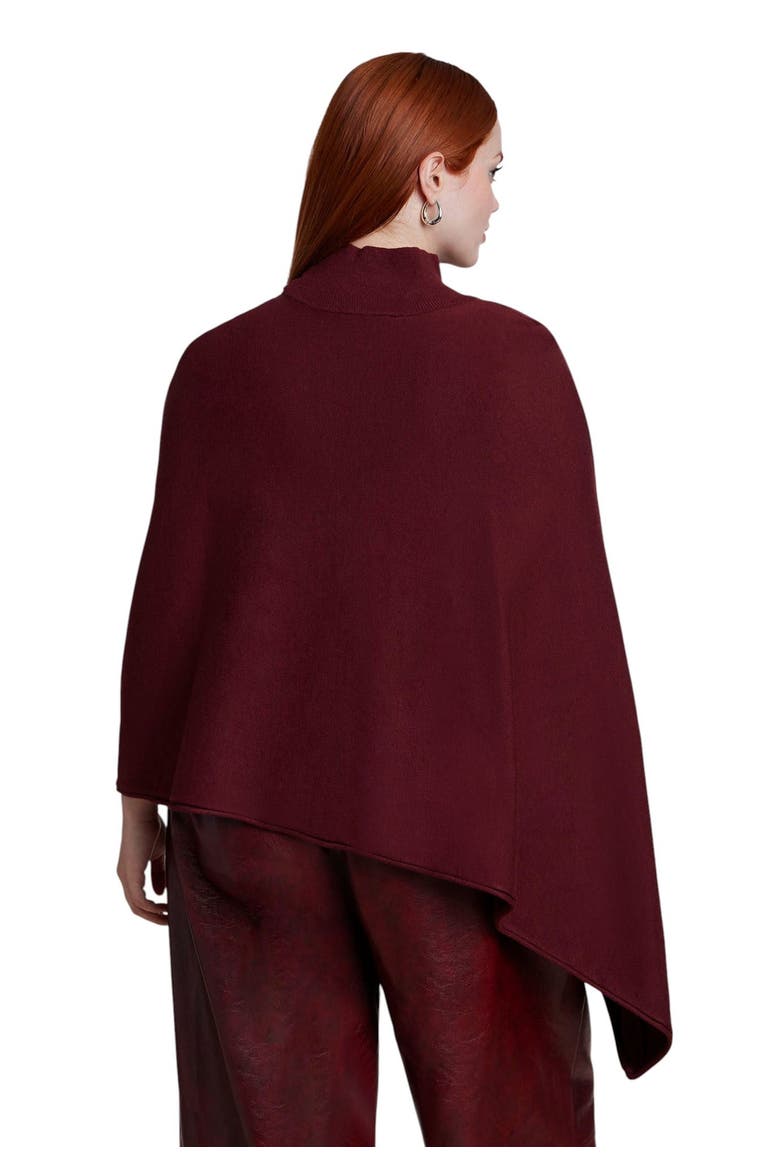 Asymmetric Turtleneck Cape (plus), Alternate, color, DARK CABERNET