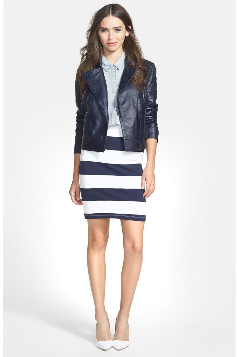 Leather Moto Jacket, Main, color, NAVY PEACOAT