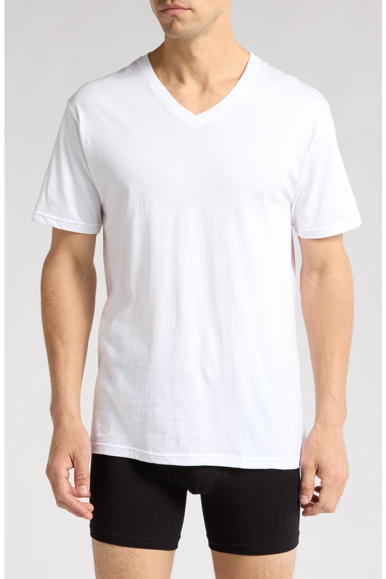 Classic Cotton 3-Pack V-Neck Undershirts, Main, color, WHITE