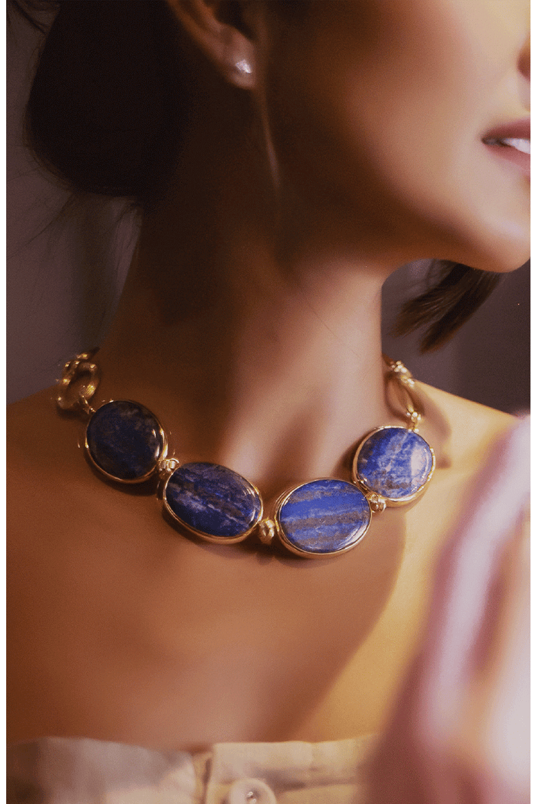 The Lustrous Kingdom Necklace, Alternate, color, Royal Blue / Gold