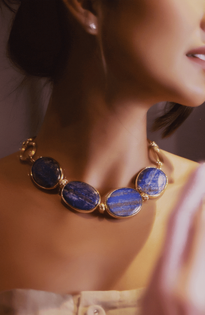 Samantha Siu - New York The Lustrous Kingdom Necklace, Alternate, color, Royal Blue / Gold