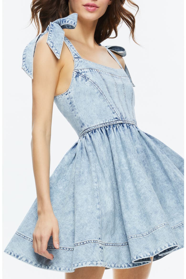 ALICE + OLIVIA Amina Corset Denim Fit & Flare Minidress (Women)