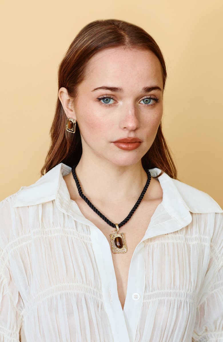 Petit Moments Coastal Necklace, Alternate, color, Gold/ Brown