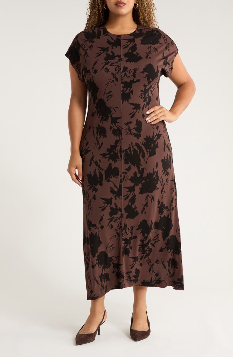 Nordstrom Dolman Sleeve Knit Dress, Main, color, Brown Coffee Char Floral