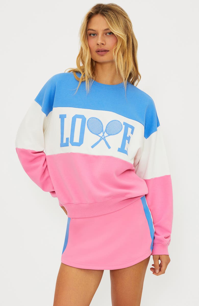 Beach Riot Devyn Oversize Colorblock Cotton Sweatshirt, Alternate, color, Cosmos Colorblock