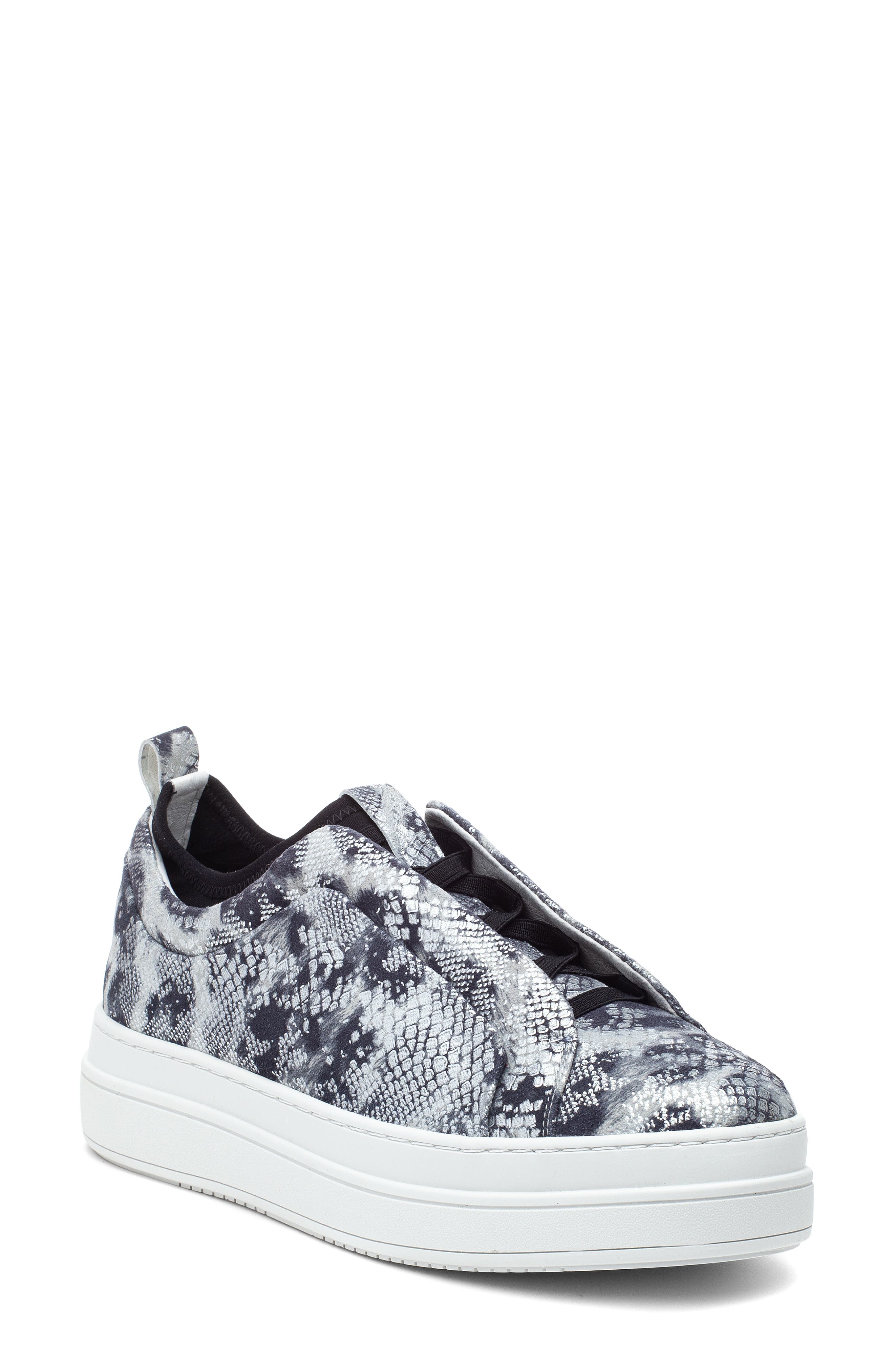 Nyle Platform Sneaker, Main, color, SILVER/ BLACK LEATHER