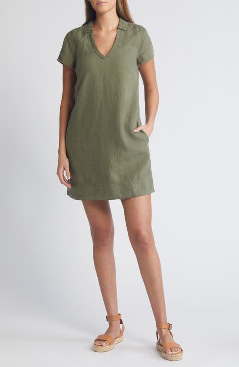Two Palms Short Sleeve Linen Dress
