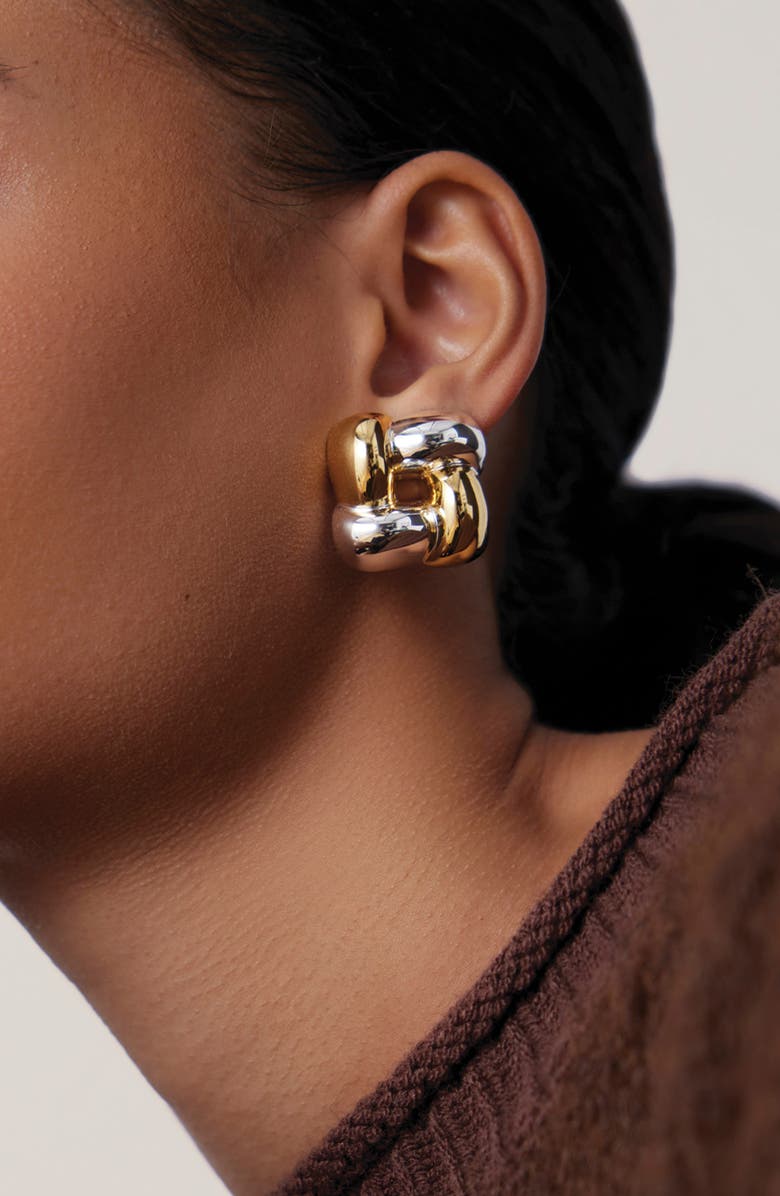 JENNY BIRD Two-Tone Woven Square Earrings, Alternate, color, Two-Tone