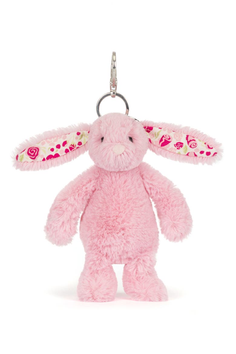 Blushkin Blossom Bunny Stuffed Animal Bag Charm, Main, color, PINK