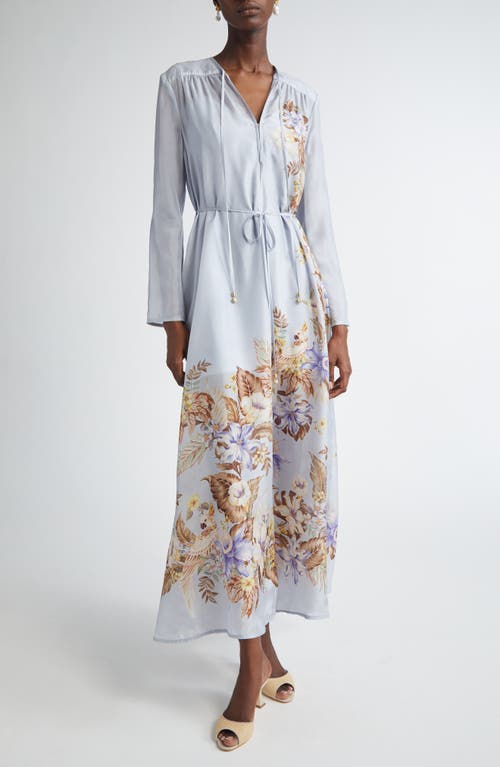 ZIMMERMANN ZIMMERMANN COCO PLACED PRINT LONG SLEEVE SILK DRESS