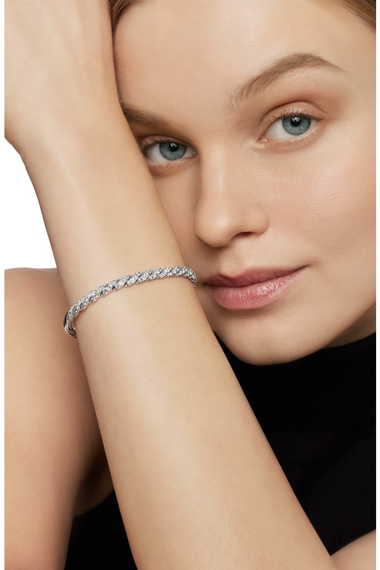 Paveflex Bracelet with Diamonds in White Gold, 5mm, Alternate, color, SILVER