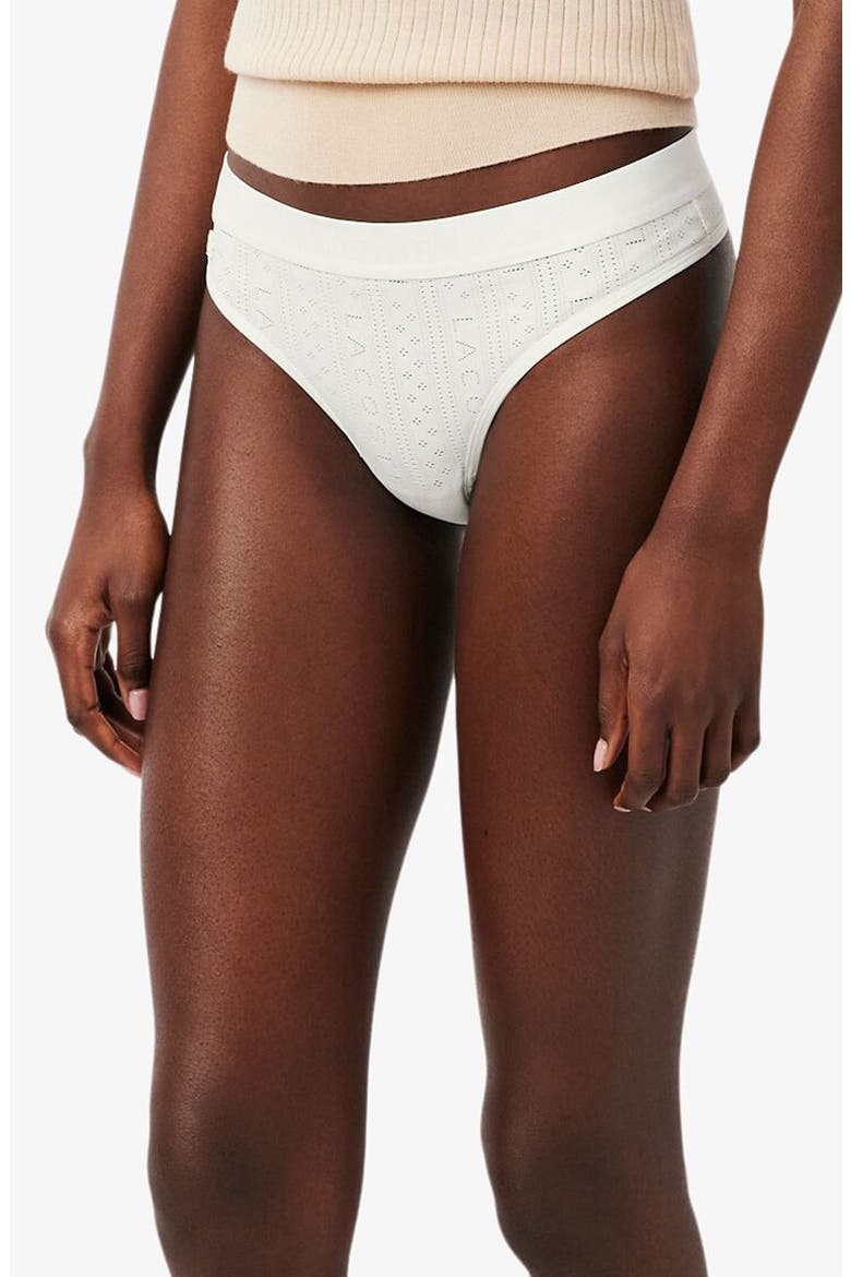 Pointelle Logo Thong, Alternate, color, FARINE