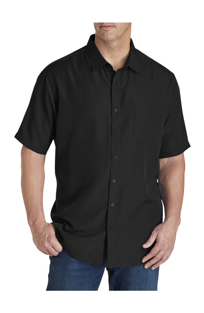 Harbor Bay by DXL Microfiber Comfort Grid Sport Shirt, Main, color, Black