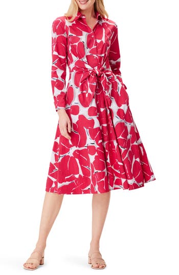 NIC + ZOE NIC+ZOE BOLD PETALS JESSIE STRETCH COTTON SHIRTDRESS