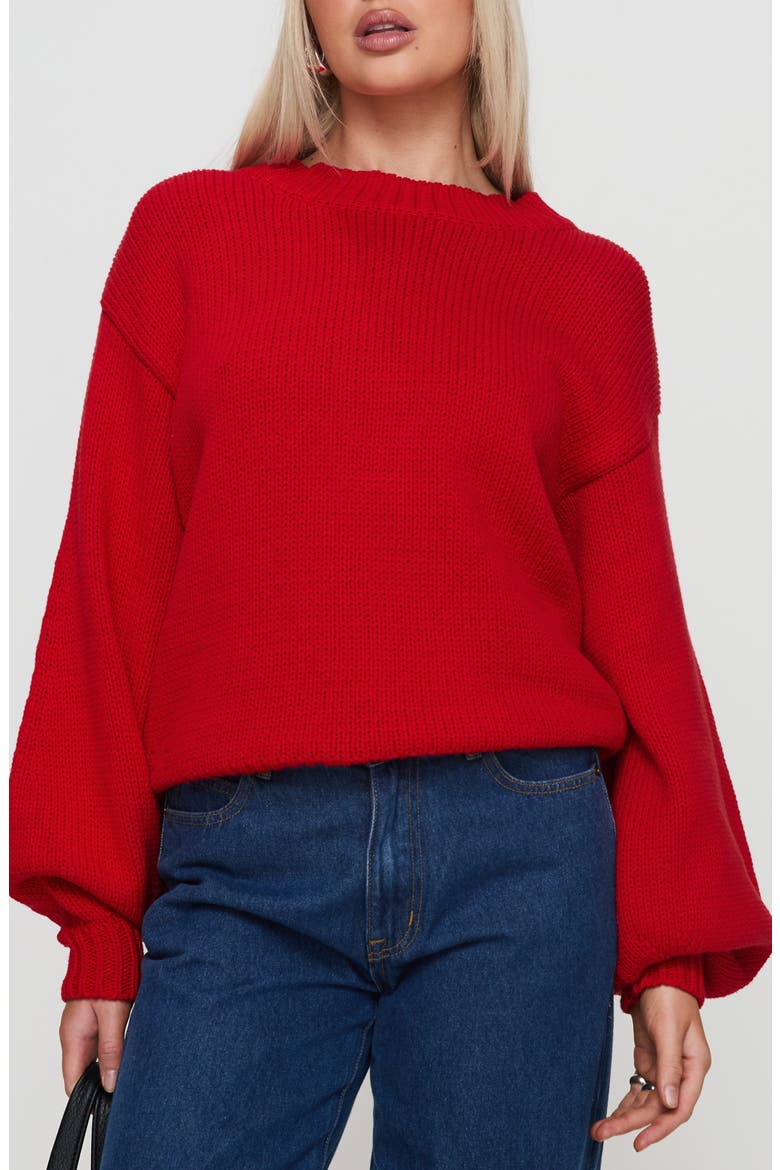Harmony Balloon Sleeve Sweater, Main, color, RED