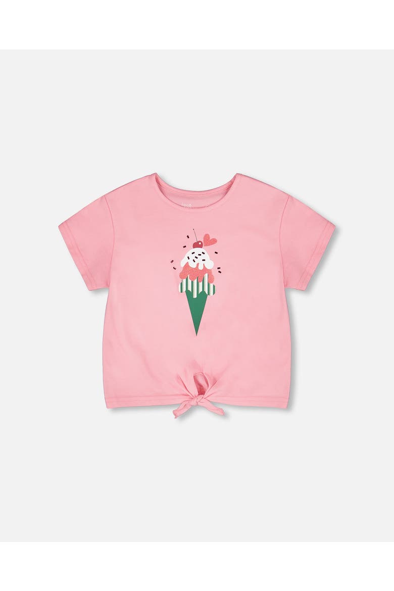 Organic Cotton Jersey Ice Cream T-Shirt with Tie at Waist, Main, color, Pink