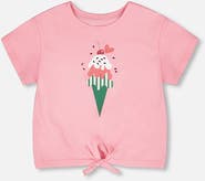 Deux par Deux Organic Cotton Jersey Ice Cream T-Shirt with Tie at Waist