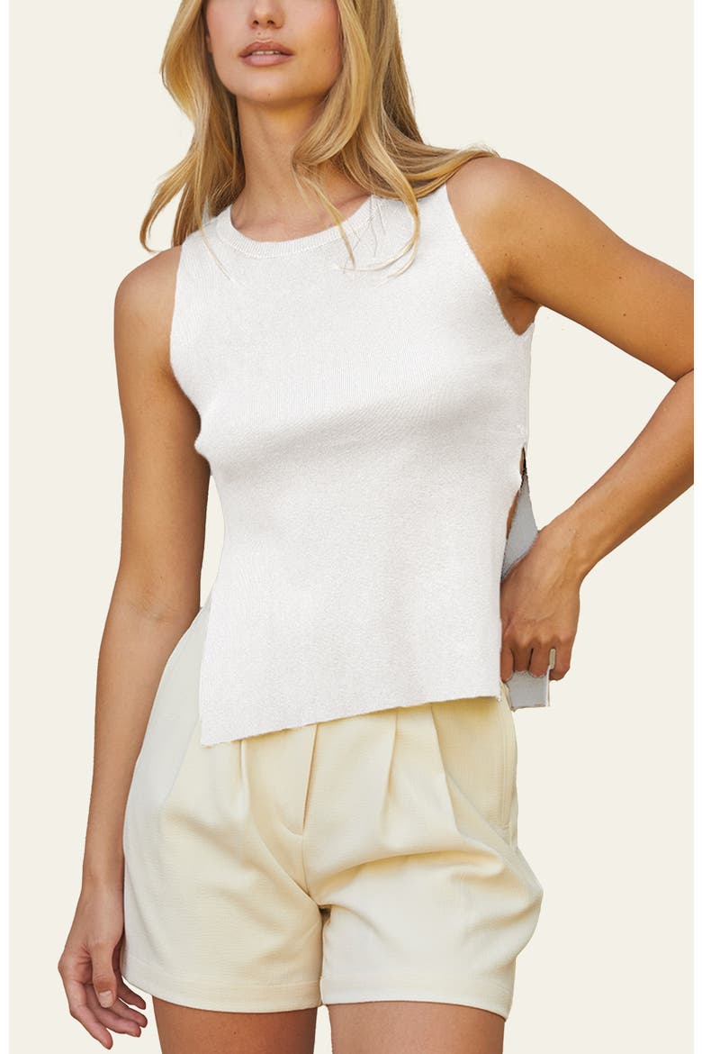 Side Slit Sleeveless Knit Top, Main, color, White