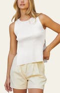 CRESCENT Side Slit Sleeveless Knit Top