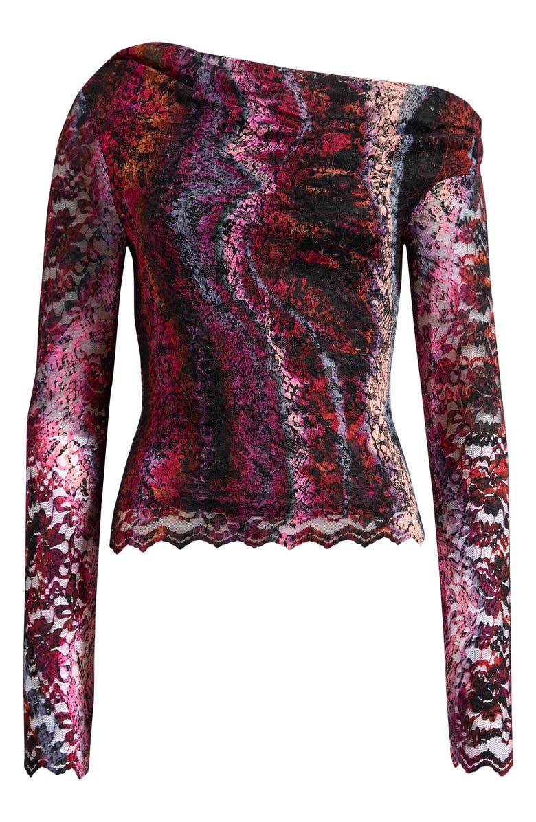 AFRM Barry One-Shoulder Lace Top, Alternate, color, Ombre Snake