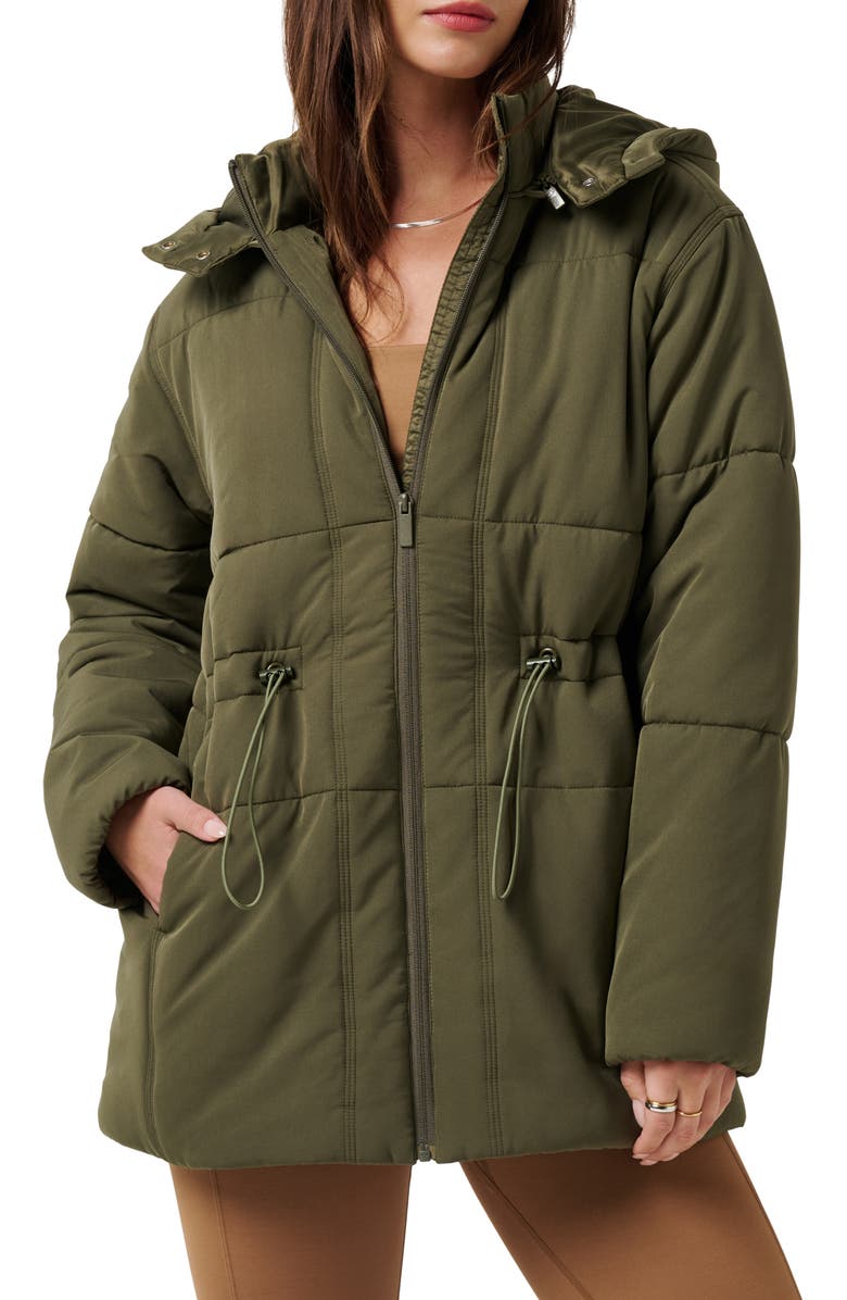 TravisMathew Mont Blanc Quilted Hooded Puffer Jacket, Main, color, Grape Leaf