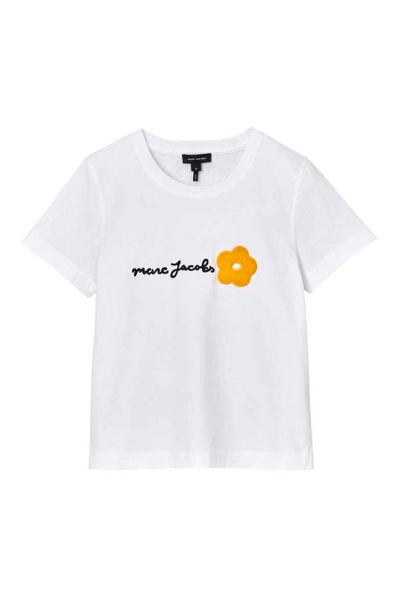 Flocked Daisy Logo Slim Cut T-Shirt, Alternate, color, WHITE