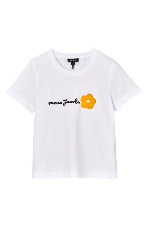 Marc Jacobs Flocked Daisy Logo Slim Cut T-shirt In White