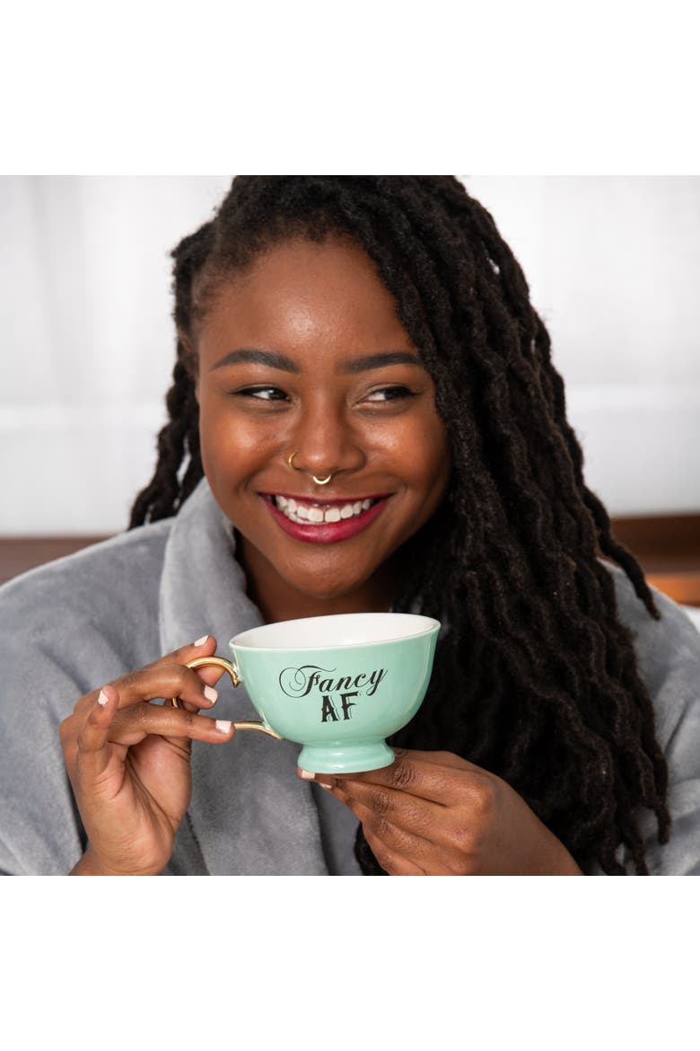 5.12" Multicolor Fancy AF Oversized Teacup Ceramic Green 8.45 oz, Alternate, color, Green