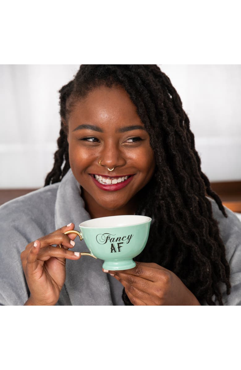 Totalee Gift 5.12" Multicolor Fancy AF Oversized Teacup Ceramic Green 8.45 oz, Alternate, color, Green