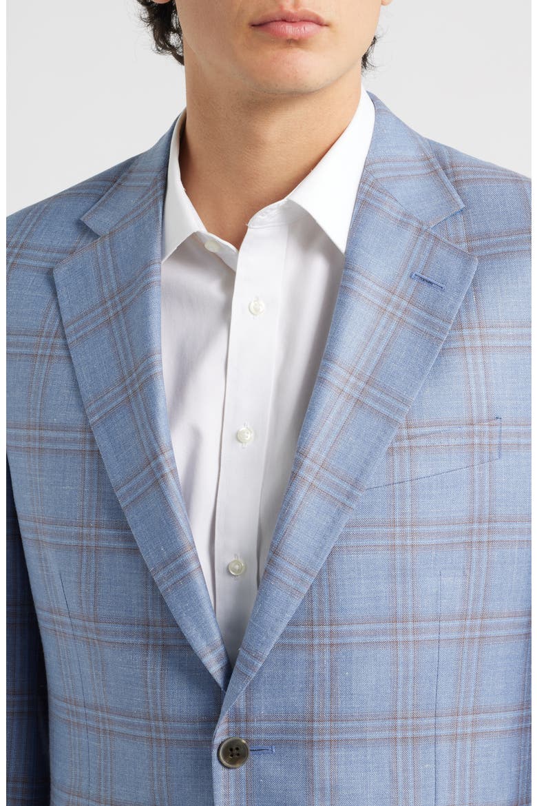 Hyperlight Soft Light Blue Plaid Wool & Silk Blend Sport Coat, Alternate, color, LIGHT BLUE