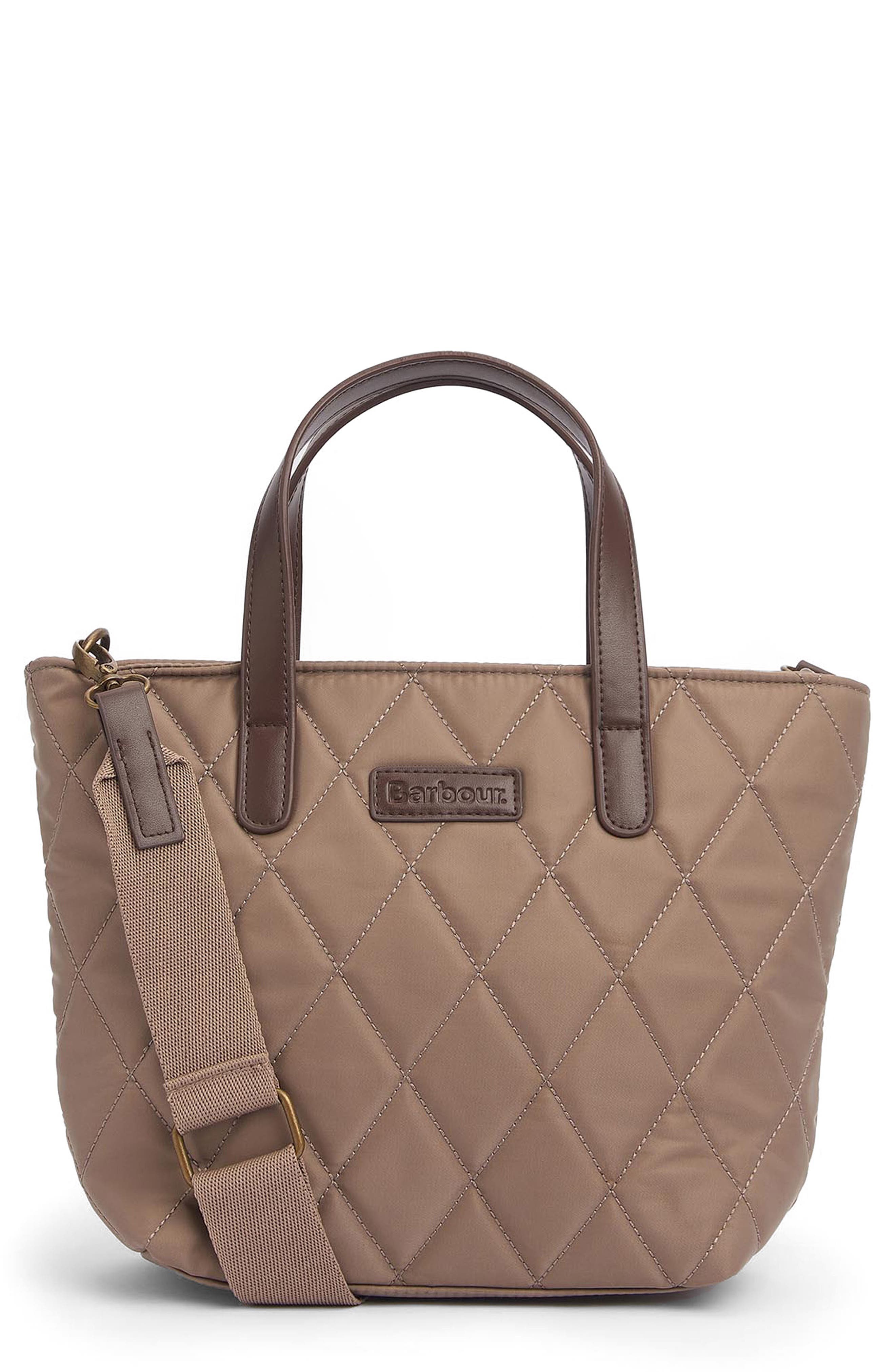 Barbour Mini Diamond Quilted Nylon Tote Bag, Main, color, 