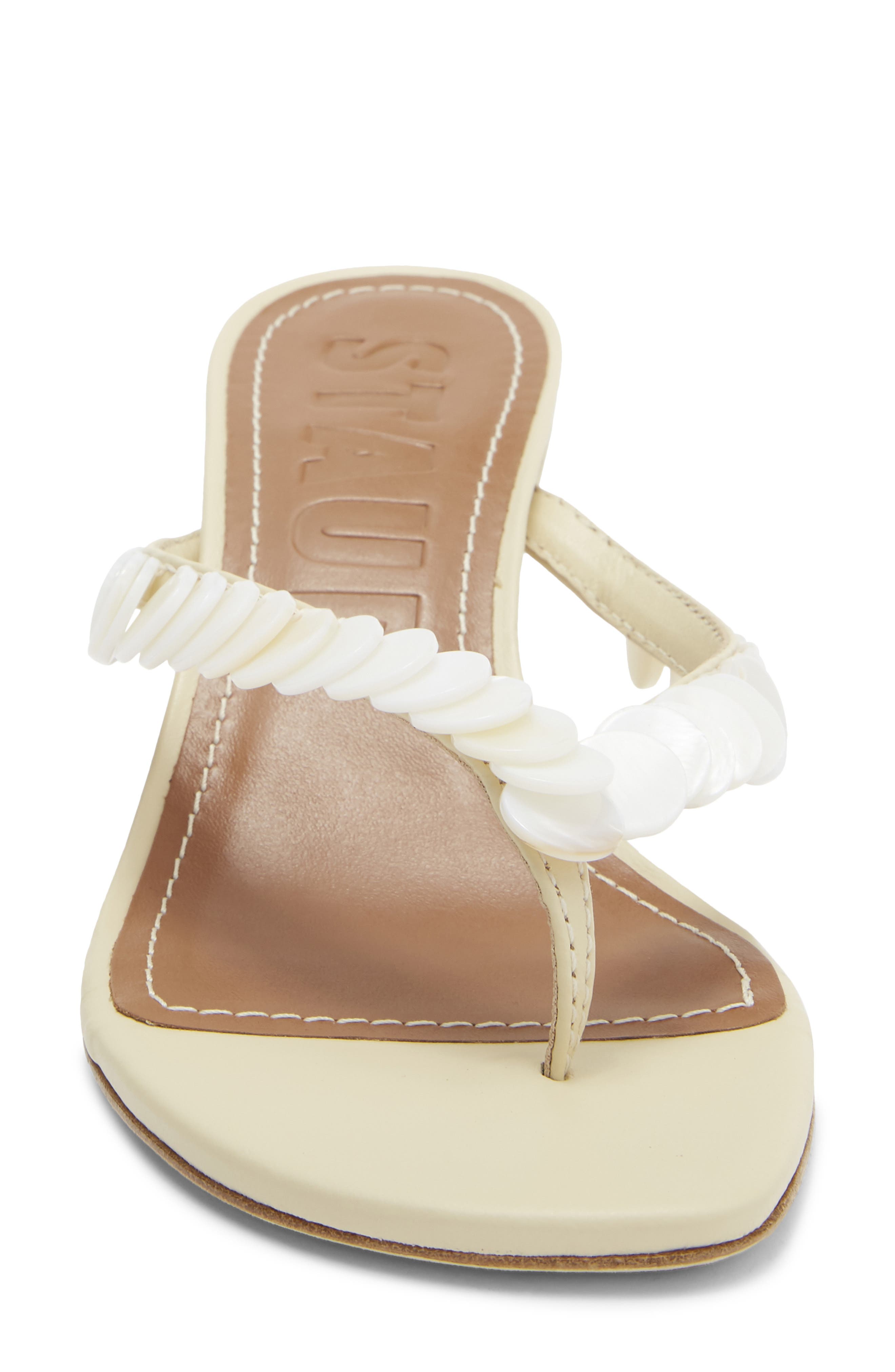 STAUD Freja Embellished Thong Sandal, Alternate, color, Cream