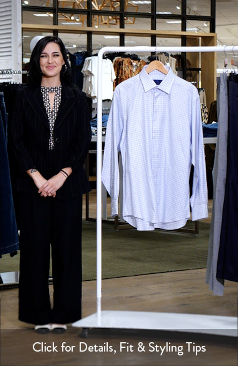 Regular Fit Check Print Cotton Twill Dress Shirt, sales video thumbnail