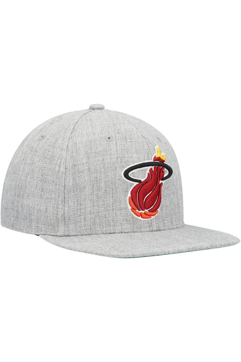 Men's Mitchell & Ness Heather Gray Miami Heat Hardwood Classics 2.0 Snapback Hat, Alternate, color, Heather Gray
