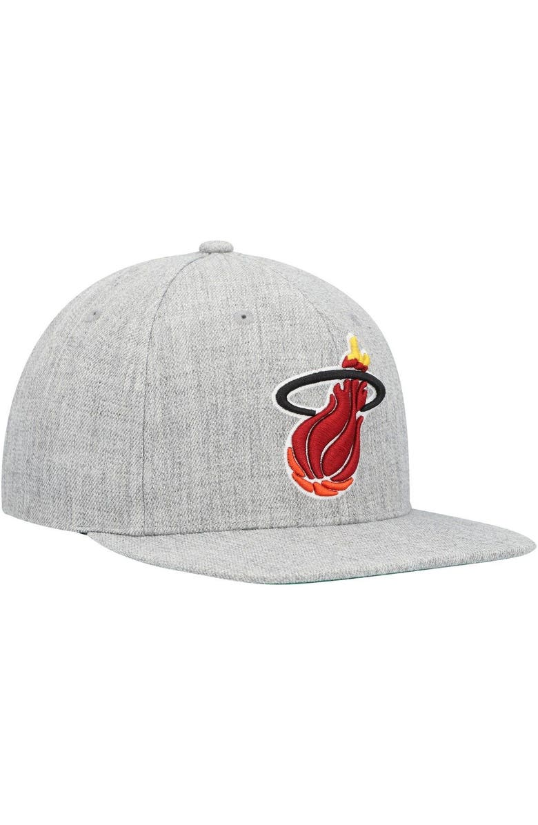Mitchell & Ness Men's Mitchell & Ness Heather Gray Miami Heat Hardwood Classics 2.0 Snapback Hat, Alternate, color, Heather Gray