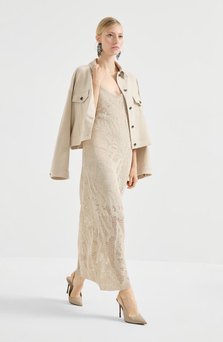 Brunello Cucinelli Dazzling water lilies dress, Alternate, color, Beige