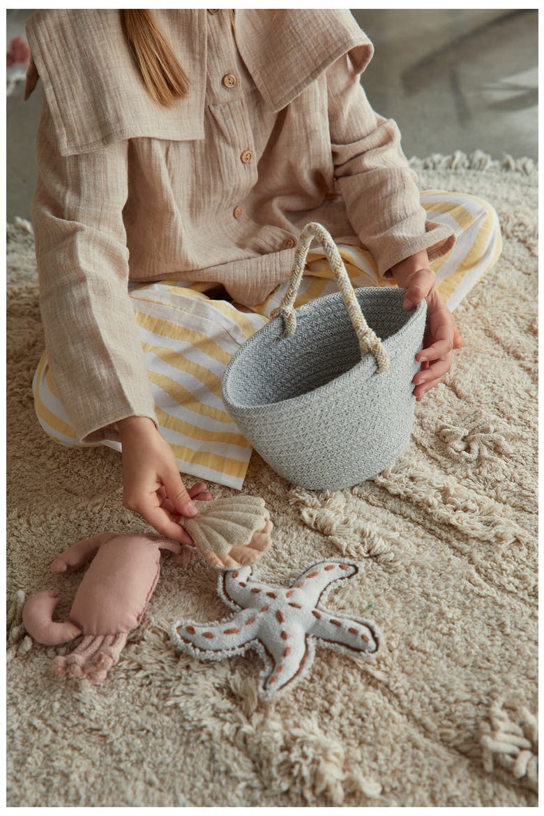 Island Washable Cotton Rug, Basket & Sea Creature Set, Alternate, color, NATURAL BLUE SAGE ROSE VINTAGE