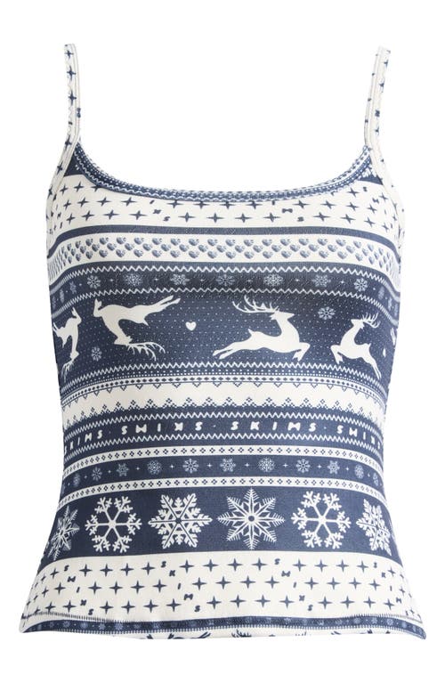 Skims Fair Isle Plush Pointelle Camisole In Animal Print