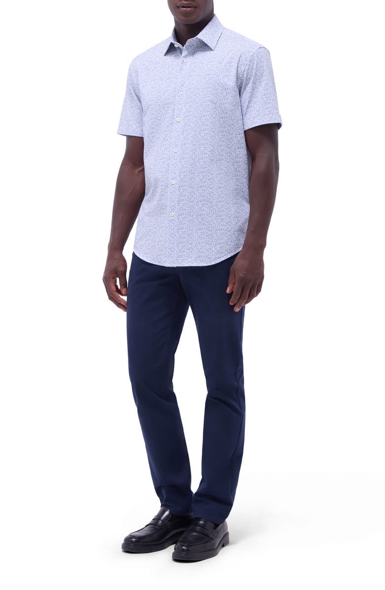 Bugatchi Miles OoohCotton<sup>®</sup> Abstract Print Short Sleeve Button-Up Shirt, Alternate, color, Mint